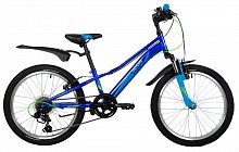 Велосипед NOVATRACK 20" VALIANT сталь, синий, 6-скор, TY21/TS38/SG-6SI, V-brake, короткие крылья