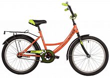 Велосипед NOVATRACK 20" VECTOR оранж, защ А-тип, тормоз нож., крылья и багаж чёрн.,без доп колес