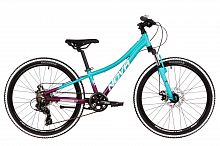 Велосипед NOVATRACK 24" KATRINA, алюм.рама 10" зелёный-фиолетовый, 7 скор, TY300/EF41/TZ500, диск.